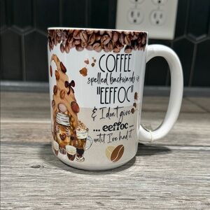 Coffee-Themed White Ceramic Mug 15oz